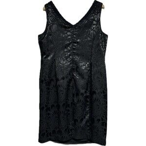 Luxe‎ by Carmen Marc Valvo Dress Womens Size 18W Black V-Neck Sleeveless Floral